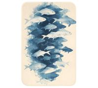 OnlyWow© Tapis Douche 40x60 cm Bain Decoration Absorbant Antidérapant Toilette Lavable Non Slip Bath Mat Accessoire Baignoire Poissons - Minimaliste - Bleu