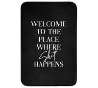 OnlyWow© Tapis Douche 60x90 cm Bain Decoration Absorbant Antidérapant Toilette Lavable Non Slip Bath Mat Accessoire Baignoire Citations - Noir - Bienvenue là où la Merde Arrive - Humour