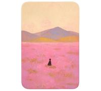 OnlyWow© Tapis Douche 60x90 cm Bain Decoration Absorbant Antidérapant Toilette Lavable Non Slip Bath Mat Accessoire Baignoire Prairie Fleurie - Collines - Silhouette - Rose