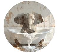 OnlyWow© Tapis Douche 70x70 cm Bain Decoration Absorbant Antidérapant Toilette Lavable Non Slip Bath Mat Accessoire Baignoire Vintage - Eléphant - Mousse - Vie Sauvage