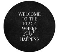 OnlyWow© Tapis Douche 70x70 cm Bain Decoration Absorbant Antidérapant Toilette Lavable Non Slip Bath Mat Accessoire Baignoire Citations - Noir - Bienvenue là où la Merde Arrive - Humour