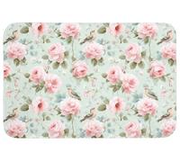 OnlyWow© Tapis Douche 90x60 cm Bain Decoration Absorbant Antidérapant Toilette Lavable Non Slip Bath Mat Accessoire Baignoire Roses - Oiseaux - Pastel - Coloré