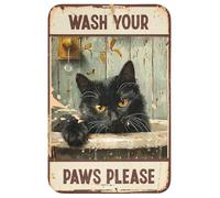 OnlyWow© Tapis Douche Rectangulaire 40x60 cm Bain Decoration Absorbant Antidérapant Lavable Non Slip Bath Mat Accessoire Baignoire Vintage - Chat - Citations - Lave tes Pattes s'il Te plaît