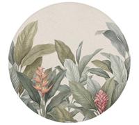 OnlyWow© Tapis Douche Rond 70x70 cm Bain Decoration Absorbant Antidérapant Lavable Non Slip Bath Mat Accessoire Baignoire Tropical - Plantes - Moderne - Vert