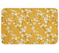 OnlyWow© Tapis Salle De Bain 80x50 cm Douche Decoration Absorbant Antidérapant Lavable Non Slip Toilette Bath Mat WC Accessoire Baignoire Branche Fleurie - Aquarelle - Jaune