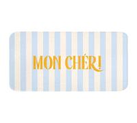 OnlyWow© Tapis Salle De Bain Rectangulaire 120x60 cm Decoration Absorbant Antidérapant Lavable Non Slip Bath Mat Accessoire Baignoire Orange - Bleu - Rayures - Mon chéri