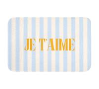 OnlyWow© Tapis Salle De Bain Rectangulaire 60x40 cm Decoration Absorbant Antidérapant Lavable Non Slip Bath Mat Accessoire Baignoire Orange - Bleu - Rayures - Je t'aime