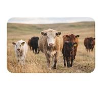 OnlyWow© Tapis Salle De Bain Rectangulaire 80x50 cm Decoration Absorbant Antidérapant Lavable Non Slip Bath Mat Accessoire Baignoire Bovins - Troupeau - Paysage - Prairie - Calme