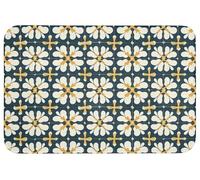 OnlyWow© Tapis Salle De Bain Rectangulaire 90x60 cm Decoration Absorbant Antidérapant Lavable Non Slip Bath Mat Accessoire Baignoire Motif - Carrelage - Jaune Ocre