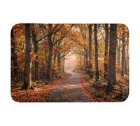 OnlyWow© Tapis Salle De Bain Rectangulaire 90x60 cm Decoration Absorbant Antidérapant Lavable Non Slip Bath Mat Accessoire Baignoire Chemin forestier - Forêt d'automne - Feuilles - Orange - Nosta