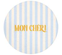 OnlyWow© Tapis Salle De Bain Rond 70x70 cm Douche Decoration Absorbant Antidérapant Lavable Non Slip Bath Mat Accessoire Baignoire Orange - Bleu - Rayures - Mon chéri