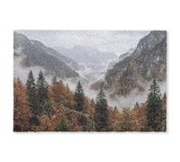 OnlyWow© Tapis Salon Rectangulaire 200x140 cm Court Decoration Grande Cuisine De Chambre Antidérapant Grand XXL Multicolore Design Montagnes - Vallée - Brume - Automne - Nature