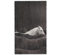 OnlyWow© Tapis Salon Rectangulaire 90x150 cm Court Decoration Grande Cuisine De Chambre Antidérapant Grand XXL Multicolore Design Chevaux - Noirs - Blancs - Troupeau