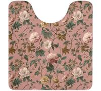 OnlyWow© Tapis WC 55x60 cm Toilette Contour Accessoire Décoration Decoration Absorbant Antidérapant Lavable Non Slip Bath Mat Baignoire Fleurs - Classique - Rose