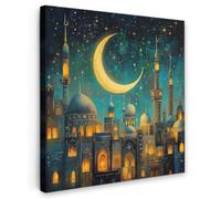 OnlyWow© Toile Extérieur 100x100 cm Original Mur Tableau Decoration Murale Peinture Tableaux Impression Art Mural Deco Décoratif Muraux Islam - Mosquée - Ramadan - Islam