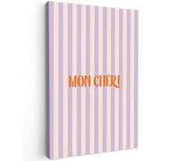 OnlyWow© Toile Extérieur 100x150 cm Original Mur Tableau Decoration Murale Peinture Tableaux Impression Art Mural Deco Décoratif Muraux Lilas - Orange - Rayures - Mon Chéri