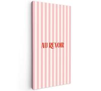 OnlyWow© Toile Extérieur 100x200 cm Original Mur Tableau Decoration Murale Peinture Tableaux Impression Art Mural Deco Décoratif Muraux Rose pâle - Rouge - Rayures - Au Revoir