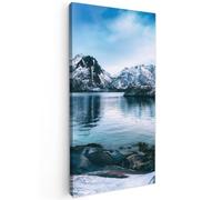 OnlyWow© Toile Extérieur 100x200 cm Original Mur Tableau Decoration Murale Peinture Tableaux Impression Art Mural Deco Décoratif Muraux Eau - Montagnes - Nature