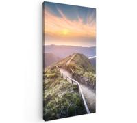 OnlyWow© Toile Extérieur 100x200 cm Original Mur Tableau Decoration Murale Peinture Tableaux Impression Art Mural Deco Décoratif Muraux Montagnes - Soleil - Nature