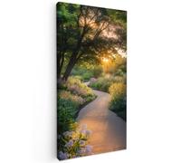 OnlyWow© Toile Extérieur 100x200 cm Original Mur Tableau Decoration Murale Peinture Tableaux Impression Art Mural Deco Décoratif Muraux Chemin - Fleurs - Parc