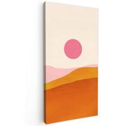 OnlyWow© Toile Extérieur 100x200 cm Original Mur Tableau Decoration Murale Peinture Tableaux Impression Art Mural Deco Décoratif Muraux Soleil - Collines - Abstrait - Rose