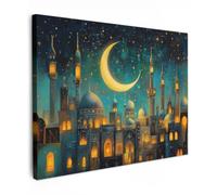 OnlyWow© Toile Extérieur 100x70 cm Original Mur Tableau Decoration Murale Peinture Tableaux Impression Art Mural Deco Décoratif Muraux Islam - Mosquée - Ramadan - Islam
