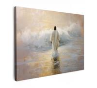 OnlyWow© Toile Extérieur 100x70 cm Original Mur Tableau Decoration Murale Peinture Tableaux Impression Art Mural Deco Décoratif Muraux Peinture - Vague - Jésus - Abstrait