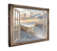 OnlyWow© Toile Extérieur 100x70 cm Original Mur Tableau Decoration Murale Peinture Tableaux Impression Art Mural Deco Décoratif Muraux Vista - Plage - Dunes - Mer - Nature
