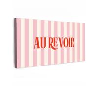 OnlyWow© Toile Extérieur 200x100 cm Original Mur Tableau Decoration Murale Peinture Tableaux Impression Art Mural Deco Décoratif Muraux Rose pâle - Rouge - Rayures - Au Revoir