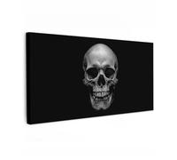 OnlyWow© Toile Extérieur 200x100 cm Original Mur Tableau Decoration Murale Peinture Tableaux Impression Art Mural Deco Décoratif Muraux Crâne - Noir - Crâne - Blanc