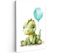 OnlyWow© Toile Extérieur 40x60 cm Original Mur Tableau Decoration Murale Peinture Tableaux Impression Art Mural Deco Décoratif Muraux Dino - Vert - Garçons - Enfants - Ballon - Dinosaure