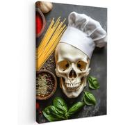 OnlyWow© Toile Extérieur 40x60 cm Original Mur Tableau Decoration Murale Peinture Tableaux Impression Art Mural Deco Décoratif Muraux Squelette - Épices - Nourriture - Crâne - Cuisinier