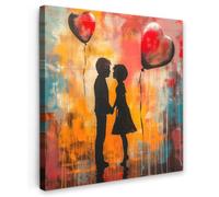 OnlyWow© Toile Extérieur 50x50 cm Original Mur Tableau Decoration Murale Peinture Tableaux Impression Art Mural Deco Décoratif Muraux Street Art - Amour - Graffiti - Art - Banksy
