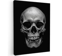 OnlyWow© Toile Extérieur 50x70 cm Original Mur Tableau Decoration Murale Peinture Tableaux Impression Art Mural Deco Décoratif Muraux Crâne - Noir - Crâne - Blanc