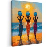 OnlyWow© Toile Extérieur 50x70 cm Original Mur Tableau Decoration Murale Peinture Tableaux Impression Art Mural Deco Décoratif Muraux Femmes - Plage - Coucher de Soleil