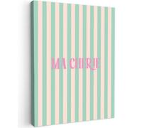 OnlyWow© Toile Extérieur 60x80 cm Original Mur Tableau Decoration Murale Peinture Tableaux Impression Art Mural Deco Décoratif Muraux Rose - Vert - Rayures - Ma chérie