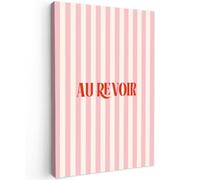 OnlyWow© Toile Extérieur 60x90 cm Original Mur Tableau Decoration Murale Peinture Tableaux Impression Art Mural Deco Décoratif Muraux Rose pâle - Rouge - Rayures - Au Revoir