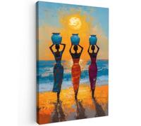 OnlyWow© Toile Extérieur 60x90 cm Original Mur Tableau Decoration Murale Peinture Tableaux Impression Art Mural Deco Décoratif Muraux Femmes - Plage - Coucher de Soleil
