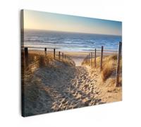 OnlyWow© Toile Extérieur 70x50 cm Original Mur Tableau Decoration Murale Peinture Tableaux Impression Art Mural Deco Décoratif Muraux Plage - Mer - Pays-Bas - Dunes - Soleil