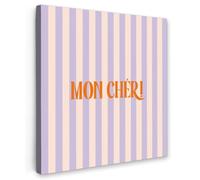 OnlyWow© Toile Extérieur 70x70 cm Original Mur Tableau Decoration Murale Peinture Tableaux Impression Art Mural Deco Décoratif Muraux Lilas - Orange - Rayures - Mon Chéri