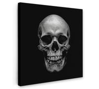 OnlyWow© Toile Extérieur 70x70 cm Original Mur Tableau Decoration Murale Peinture Tableaux Impression Art Mural Deco Décoratif Muraux Crâne - Noir - Crâne - Blanc