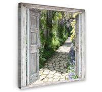 OnlyWow© Toile Extérieur Original Mur Tableau Decoration Murale Peinture | 50x50 cm - Tableaux Impression Art Mural Deco Décoratif Muraux Aperçu - Forêt - Pierres - Printemps