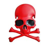 OnlyYou.X Emblème squelette crâne squelette badge crâne squelette autocollant compatible avec pick-up universel et voiture œil noir fond rouge 1 pièce métal