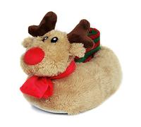 Onmygogo , Accueil Animaux Pantoufles pour Femmes, Pantoufles de cerf de Noël (22-24 EU, Brun avec du Rouge)