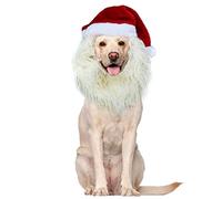 Onmygogo Costume drôle de Reindeer pour Animal Domestique - Perruque en Fourrure pour Halloween et Noël - Accessoire de vêtements pour Animaux domestiques (Medium, Le père Noël)