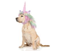 Onmygogo Costume drôle de Reindeer pour Animal Domestique - Perruque en Fourrure pour Halloween et Noël - Accessoire de vêtements pour Animaux domestiques (Licorne, Taille M)
