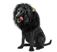 Onmygogo Lion Crinière pour Chiens - Perruque en Fourrure pour Halloween et Noël - Accessoire pour vêtements pour Animaux de Compagnie(Black, L)