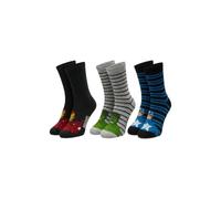 ONOMATO! Avengers Lot de 3 paires de chaussettes pour enfant avec Hulk, Iron Man et Captain America 76 % coton, multicolore, 31-34
