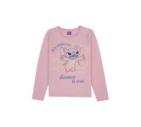 ONOMATO! Disney Lilo & Stitch T-shirt à manches longues pour fille, 134-140 cm, rose, sweat-shirt à manches longues en coton, pull douillet pour enfant avec motif Angel
