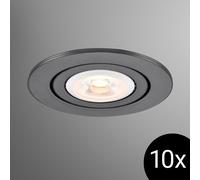 Onooro Kalula Lot de 10 spots encastrés, GU10, inclinable, ampoules incluses, BEL03505AM5B#10+BOB00141CL5L#10,